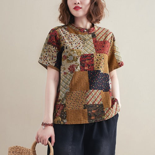 Women patched style cotton top