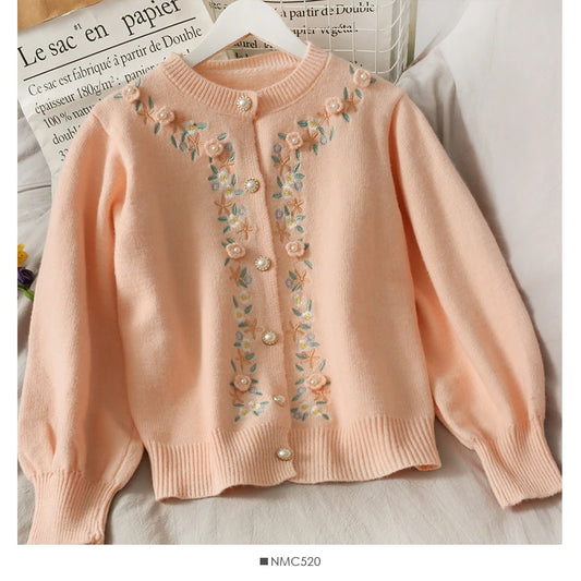 Women floral Embroidered cardigan  beautiful traditional lady style sweater