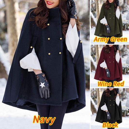 Fashion Casual Women's Loose Woolen Cloak Coat, warm elegant lovely