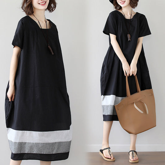 one size mid length  women cotton short sleeve dress